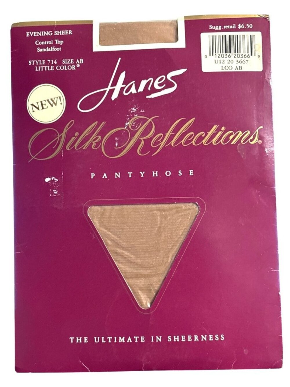 VTG Womens Hanes Silk Reflect Evening Sheer Control Top Sandalfoot Pantyhose AB